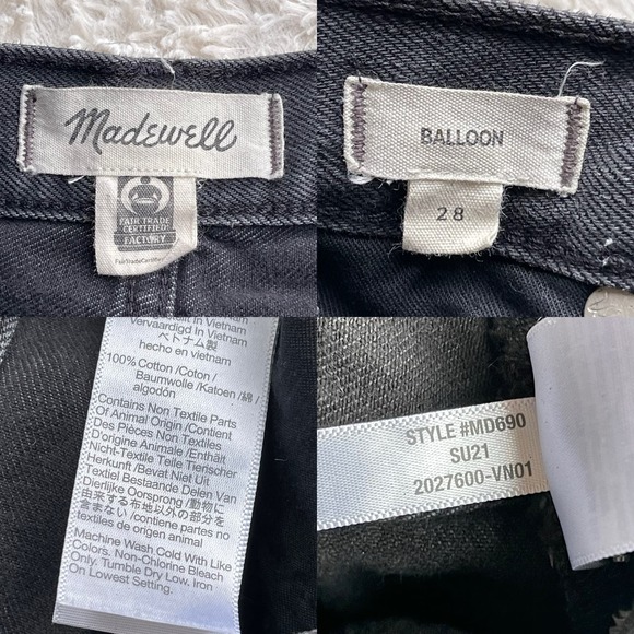 SOLD Madewell balloon leg jeans washed black noll wash MD690 28 - Picture 4 of 15